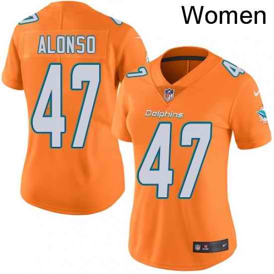 Womens Nike Miami Dolphins 47 Kiko Alonso Limited Orange Rush Vapor Untouchable NFL Jersey